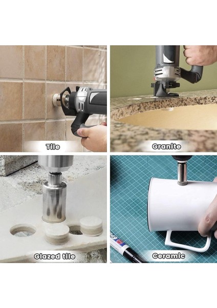 Mermer Granit Fayans Cam Yuvarlak Delme 42mm Matkap Uyumlu Elmaslı Boru Tipi Panc