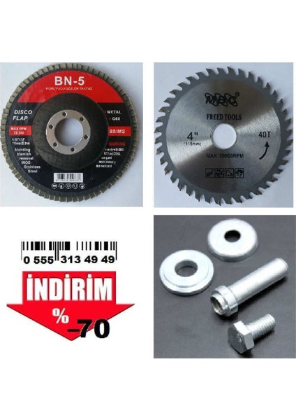 Ahşap Kesme Elmas Disk ve Zımpara Diski Seti Matkap Aparatı 115 ml