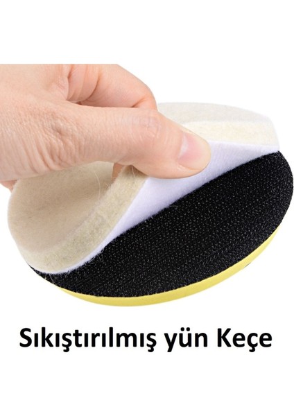 Yün Keçe Parlatma Pedi 115 mm Destekli Pad Matkap Adaptörü Seti Cam Metal Çelik Parlatma Polisaj Seti indirimleri