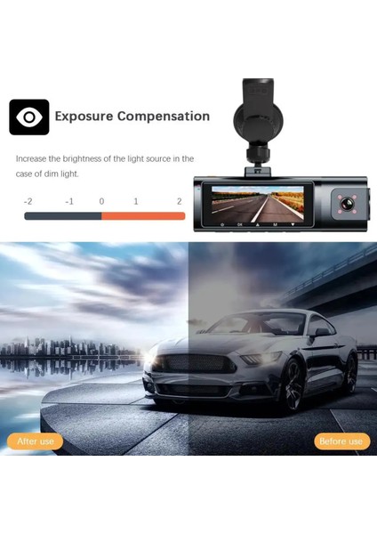 4K UHD Araç Içi Kamera Wifi Bağlantılı Gps Takibi Gece Görüşü Ön ve Arka Kamera 7/24 Kayıt