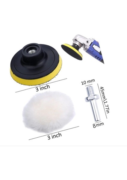 Oto Araç Kaporta Boya 115 mm Cırt Taban Pasta Cila Bone Polisaj Seti Matkap Uyumlu Zımpara