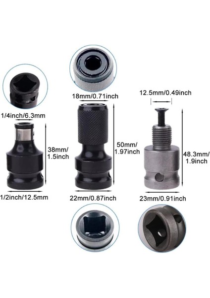 1/2 Matkap Chuck Mandren Adaptör Somun Sökme Makinesini Hex Bits Vidalamaya Dönüştürme Aparat Seti
