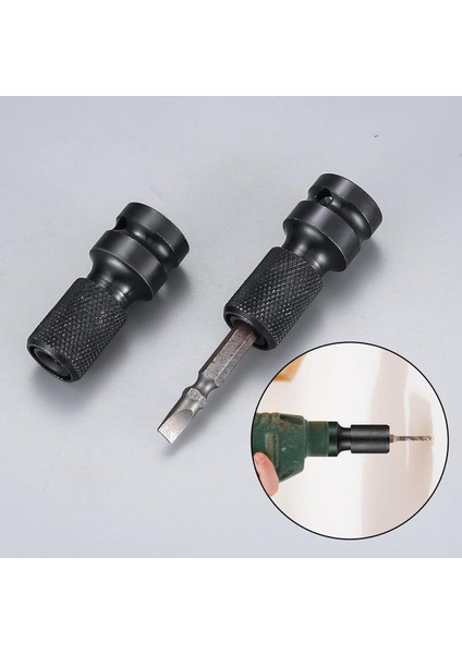 Somun Sökme Darbeli Matkap Makinesi İçin 2li Mandrenli Bits Adaptörü Tornavida Vidalama Sökme Takma