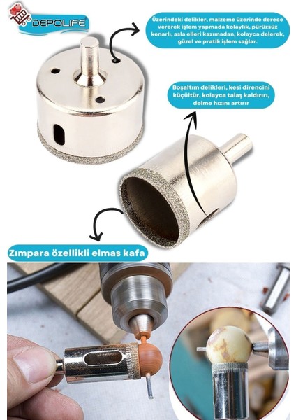 14MM Mermer Granit Fayans Cam Yuvarlak Delme Panç Elmas Uç Yuvarlak Açma Matkap Için Karot indirimleri