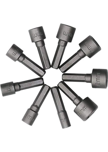 Somun Sökücü Bits Lokma Seti 1/4"vidalı Metrik Adaptör Matkap Ucu 5 Ila 13mm Altıgen Şaft 9 Parça