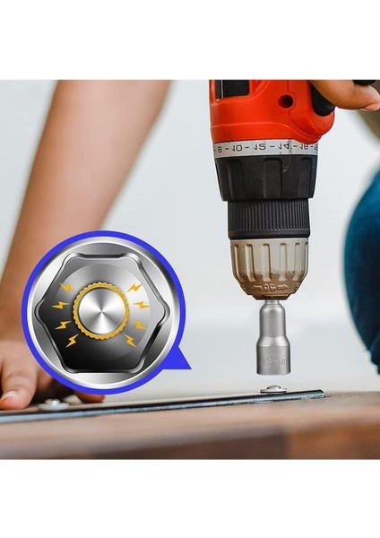 Somun Sökücü Bits Lokma Seti 1/4"vidalı Metrik Adaptör Matkap Ucu 5 Ila 13mm Altıgen Şaft 9 Parça