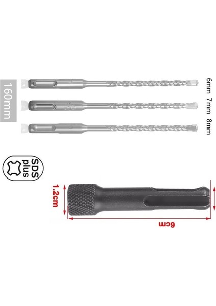 Kırıcı Delici Hilti İçin Sds Plus Elmas Uçlu 3lü Matkap Ucu Seti Sds Vidalama Bits Adaptör