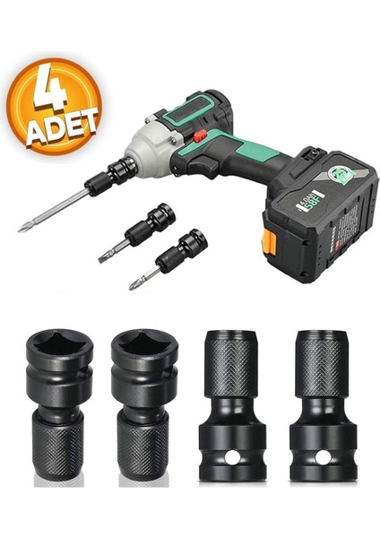 Darbeli Matkap İçin Uç Adaptörü 1/2 Köşeli Tahrik 1/4 Altıgen Şaft Burç Adaptör Hızlı Germe Dönüştür