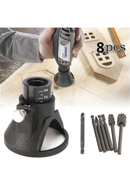 Dremel ve Benzeri Mini Avuç Taşlama İçin Dik Delme Aparatı Matkap Ucu Freze Uç Seti