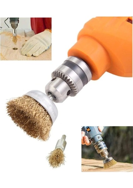 Matkap İçin Zımpara Taşı Çelik Tel Fırça Mop Yaprak Zımpara 10LU Set Zımparalama Bileme Pas Temizle