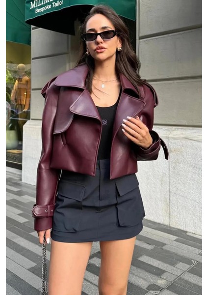 Kadın Oversize Deri Ceket