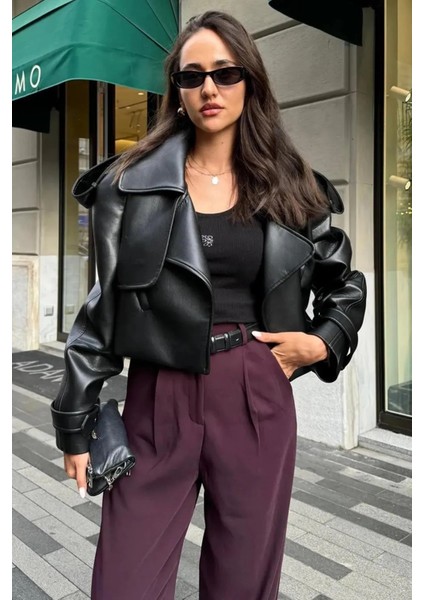 Kadın Oversize Deri Ceket