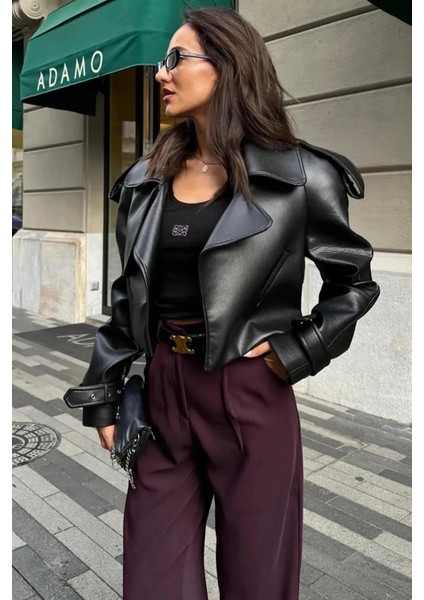Kadın Oversize Deri Ceket