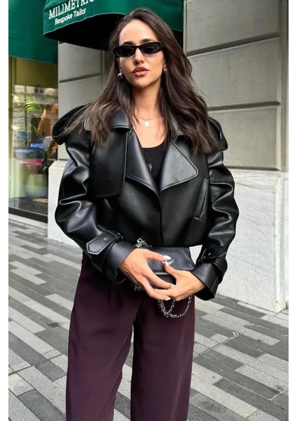 Kadın Oversize Deri Ceket
