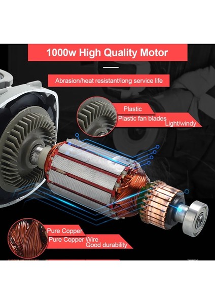 900W Avuç Taşlama Makinesi 100/115MM Spral Taşlma Slikon Kordonlu Sökme Anahtarlı