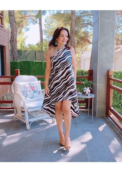 Ipek Fularlı Zebra Elbise