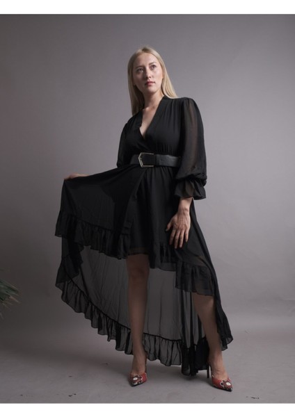 Siyah Şifon Elbise modelleri