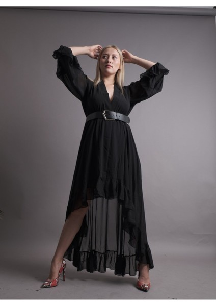 Siyah Şifon Elbise fırsatları