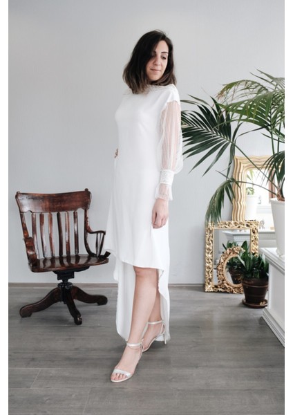 Kadın Beyaz Krep Elbise