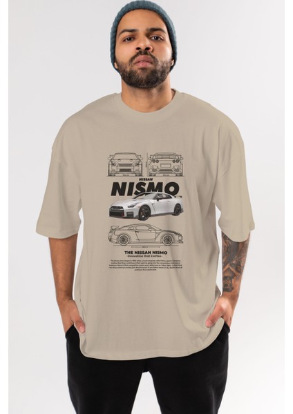 Nıssan Nısmo Ön Baskılı Oversize T-Shirt Erkek Kadın Unisex Pamuk Bisiklet Yaka Tişort