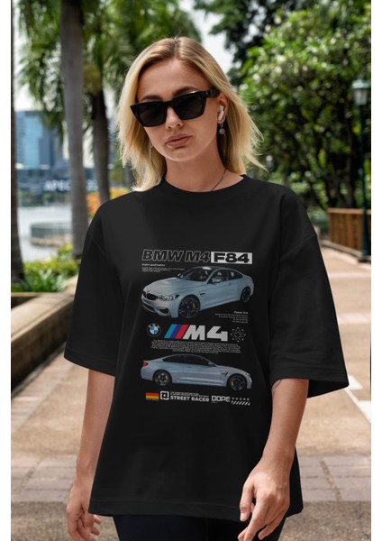 Bmw M4 F84 Ön Baskılı Oversize T-Shirt Erkek Kadın Unisex %100 Pamuk Bisiklet Yaka Tişort