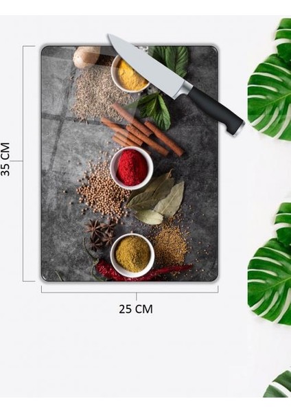 Baharat Desen Cam Kesme Tablası