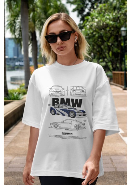 Bmw M3 Gtr Ön Baskılı Oversize T-Shirt Erkek Kadın Unisex %100 Pamuk Bisiklet Yaka Tişort indirimleri