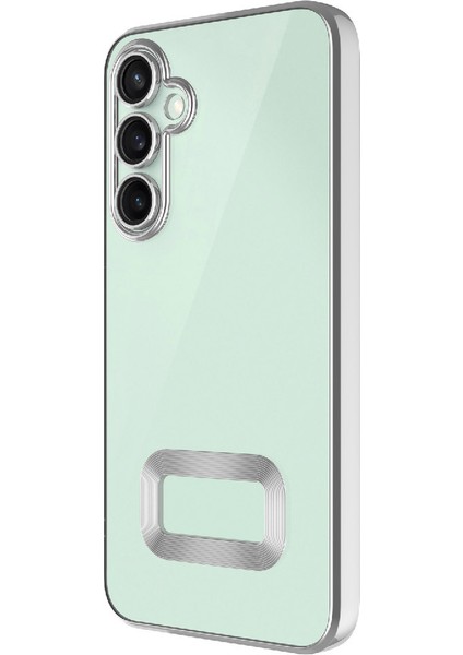 Samsung Galaxy A36 Logo Gösteren Parlak Kenarlı Kamera Lens Korumalı Şeffaf Omega Silikon Kapak
