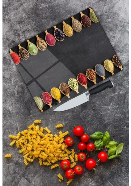 Baharat Desen Cam Kesme Tablası