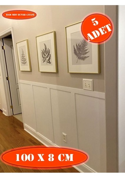 Iskandinav Duvar Çıtası 100CM x 8 cm (5 Adet) Çocuk Odası Duvar Dekorasyonu , Duvar Çıtası