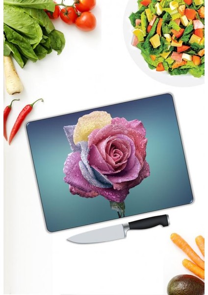 Çiçek Desen Cam Kesme Tablası