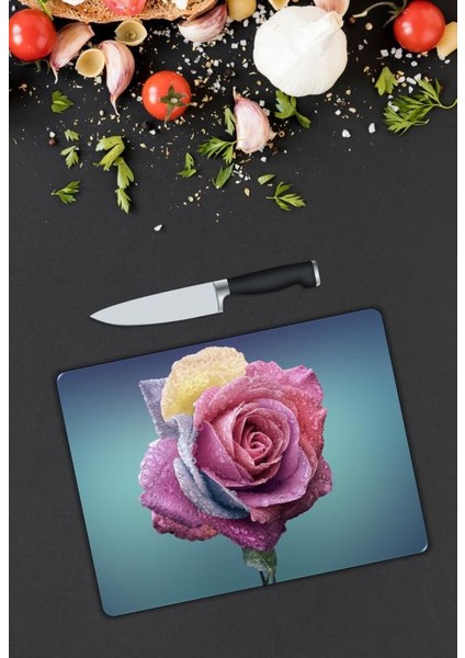 Çiçek Desen Cam Kesme Tablası