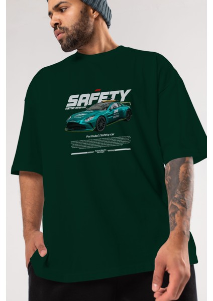 Safety Car F1 Ön Baskılı Oversize T-Shirt Erkek Kadın Unisex Pamuk Bisiklet Yaka Tişort modelleri