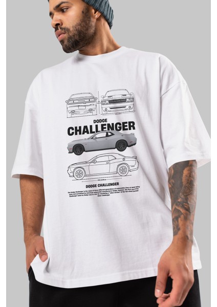 Dodge Challenger Ön Baskılı Oversize T-Shirt Erkek Kadın Unisex %100 Pamuk Bisiklet Yaka Tişort modelleri