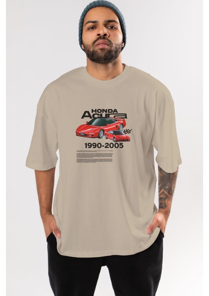 Honda Acura Nsx Ön Baskılı Oversize T-Shirt Erkek Kadın Unisex Pamuk Bisiklet Yaka Tişort