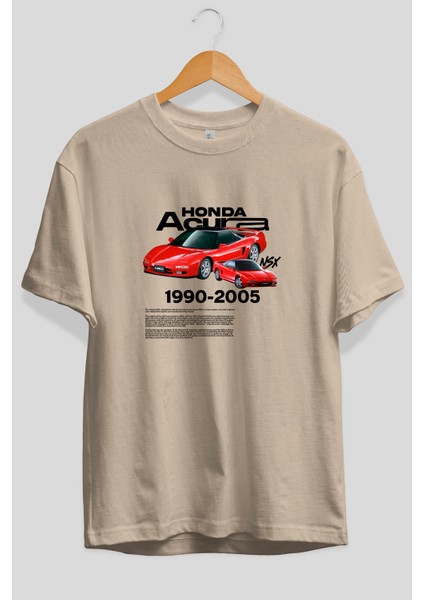 Honda Acura Nsx Ön Baskılı Oversize T-Shirt Erkek Kadın Unisex Pamuk Bisiklet Yaka Tişort fiyatları