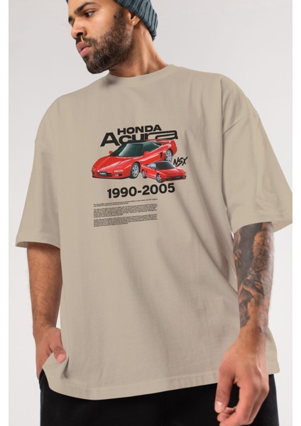 Honda Acura Nsx Ön Baskılı Oversize T-Shirt Erkek Kadın Unisex Pamuk Bisiklet Yaka Tişort modelleri