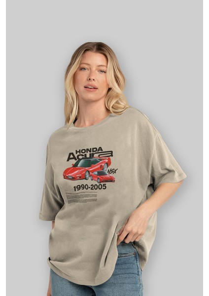 Honda Acura Nsx Ön Baskılı Oversize T-Shirt Erkek Kadın Unisex Pamuk Bisiklet Yaka Tişort fırsatları