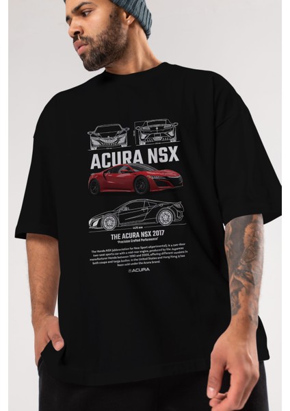 Honda Acura Nsx 1 Ön Baskılı Oversize T-Shirt Erkek Kadın Unisex %100 Pamuk Bisiklet Yaka Tişort modelleri