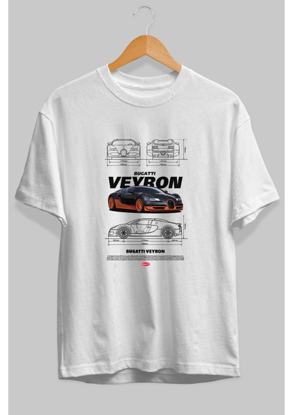 Bugatti Veyron Ön Baskılı Oversize T-Shirt Erkek Kadın Unisex %100 Pamuk Bisiklet Yaka Tişort fiyatları