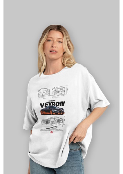 Bugatti Veyron Ön Baskılı Oversize T-Shirt Erkek Kadın Unisex %100 Pamuk Bisiklet Yaka Tişort fırsatları