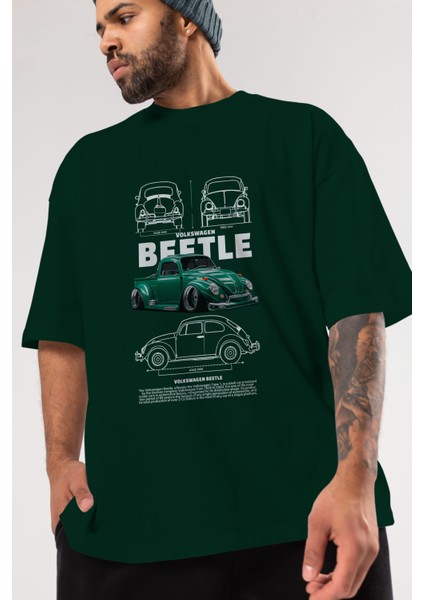 Volkswagen Beetle 1 Ön Baskılı Oversize T-Shirt Erkek Kadın Unisex Pamuk Bisiklet Yaka Tişort modelleri