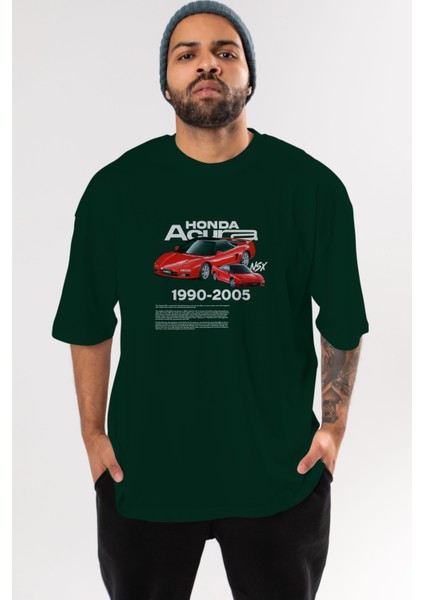 Honda Acura Nsx Ön Baskılı Oversize T-Shirt Erkek Kadın Unisex Pamuk Bisiklet Yaka Tişort