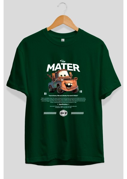 Tow Mater Ön Baskılı Oversize T-Shirt Erkek Kadın Unisex Pamuk Bisiklet Yaka Tişort fiyatları