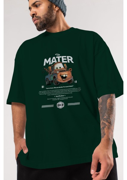 Tow Mater Ön Baskılı Oversize T-Shirt Erkek Kadın Unisex Pamuk Bisiklet Yaka Tişort modelleri