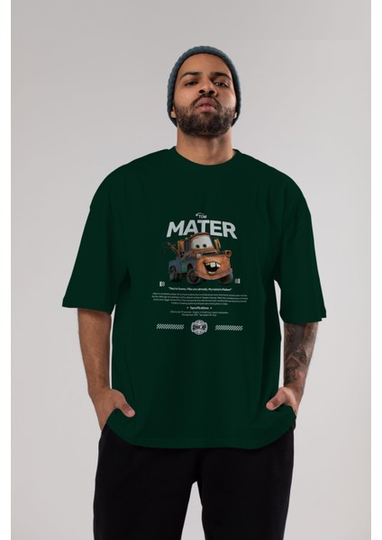 Tow Mater Ön Baskılı Oversize T-Shirt Erkek Kadın Unisex Pamuk Bisiklet Yaka Tişort indirimleri