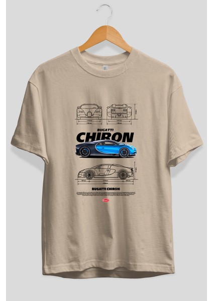 Bugatti Chiron 2 Ön Baskılı Oversize T-Shirt Erkek Kadın Unisex Pamuk Bisiklet Yaka Tişort fiyatları