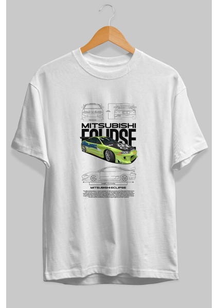 Mitsubishi Eclipse Ön Baskılı Oversize T-Shirt Erkek Kadın Unisex %100 Pamuk Bisiklet Yaka Tişort fiyatları