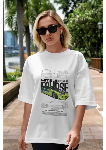 Mitsubishi Eclipse Ön Baskılı Oversize T-Shirt Erkek Kadın Unisex %100 Pamuk Bisiklet Yaka Tişort indirimleri