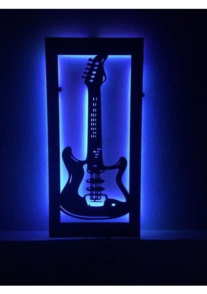 Gitar LED Işıklı Rgb Kumandalı Ahşap TABLO(80X40CM)